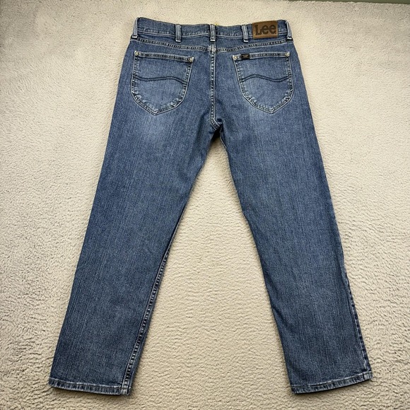 Lee Jeans Mens 34x29 Blue Regular Fit Straight Leg Stretch Denim Pants Comfort - Picture 5 of 14